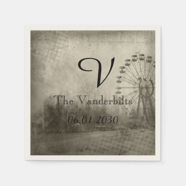 Serviette En Papier Carnaval Steampunk Top Chapeau Monogram Mariage Na (Devant)