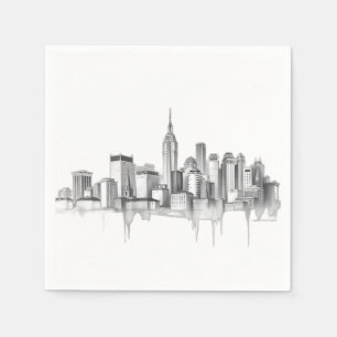 Serviette En Papier Carnet de carbone urbain Skyline Sketch