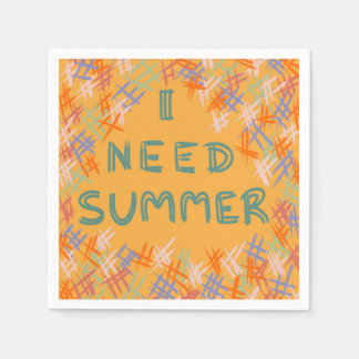 Serviette En Papier Carnet jaune vif - "J'ai besoin d'été"