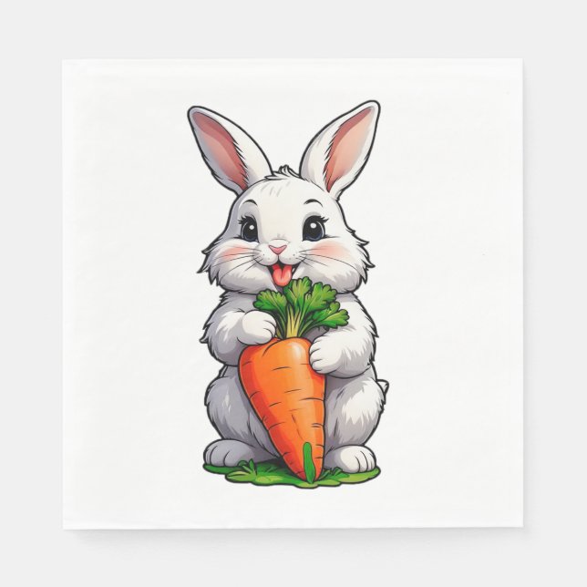 Serviette En Papier Carotte mangeuse de lapin (Devant)