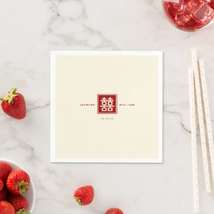 Serviette En Papier Carré classique double bonheur Mariage chinois
