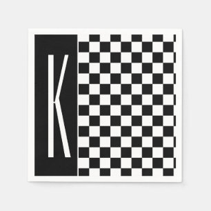 Serviette En Papier Carré de À damiers noir et blanc