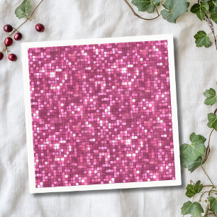 Serviette En Papier Carré de style disco rose chaud tendance pour la S