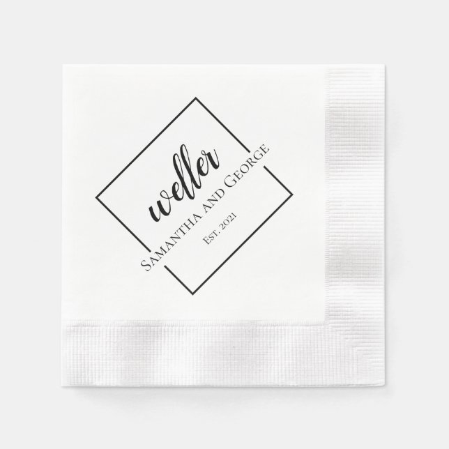 Serviette En Papier Carré Design Mariage personnalisé Napkin (Devant)