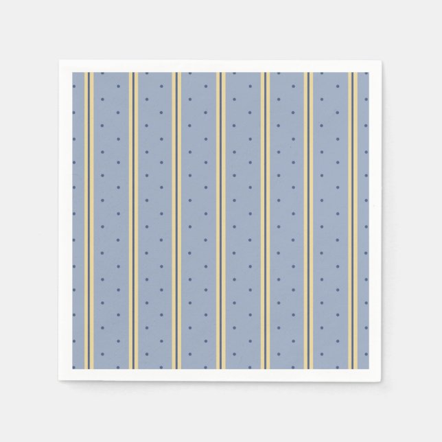 Serviette En Papier Carré en bande de sable et bleu (Devant)