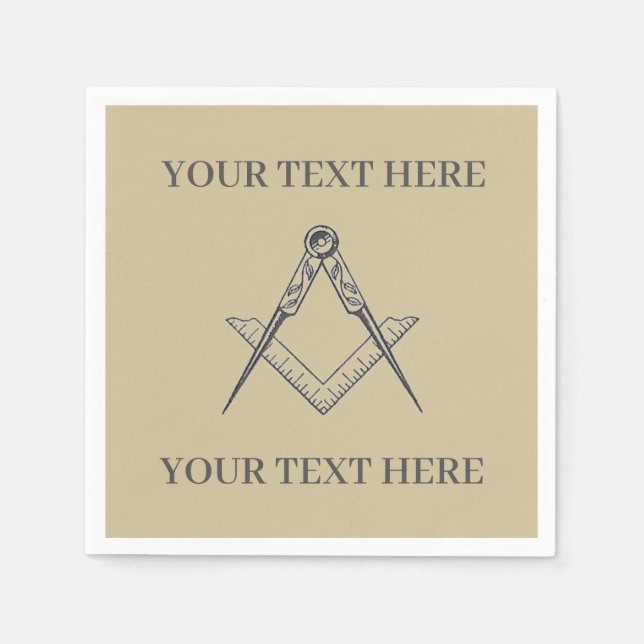 Serviette En Papier Carré franc-maçon maçonnique et boussole (Devant)