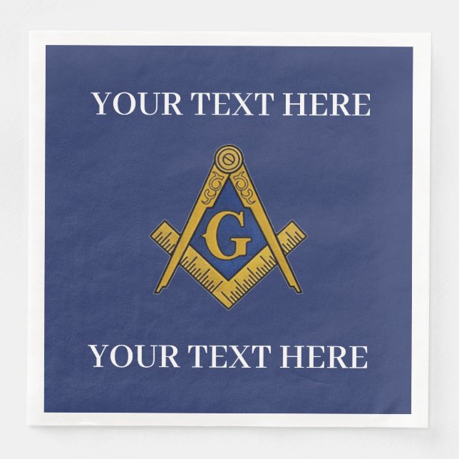 Serviette En Papier Carré maçonnique Freemason et Bleu de boussole (Devant)