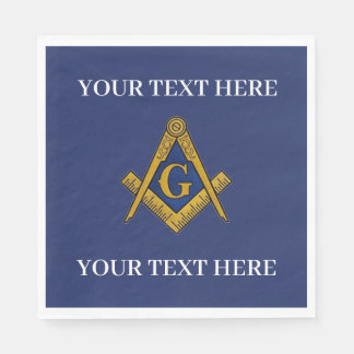 Serviette En Papier Carré maçonnique Freemason et Bleu de boussole