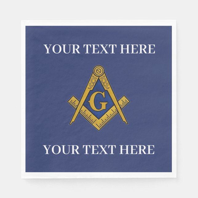 Serviette En Papier Carré maçonnique Freemason et Bleu de boussole (Devant)