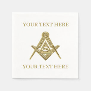 Serviette En Papier Carré maçonnique Freemason et Compass Gold