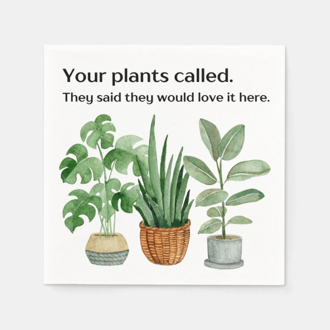 Serviette En Papier Carré Napkins - Open House "Plantes de maison" (Devant)