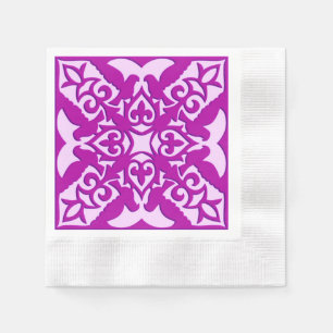 Serviette En Papier Carreau marocain - orchidée foncée et rose