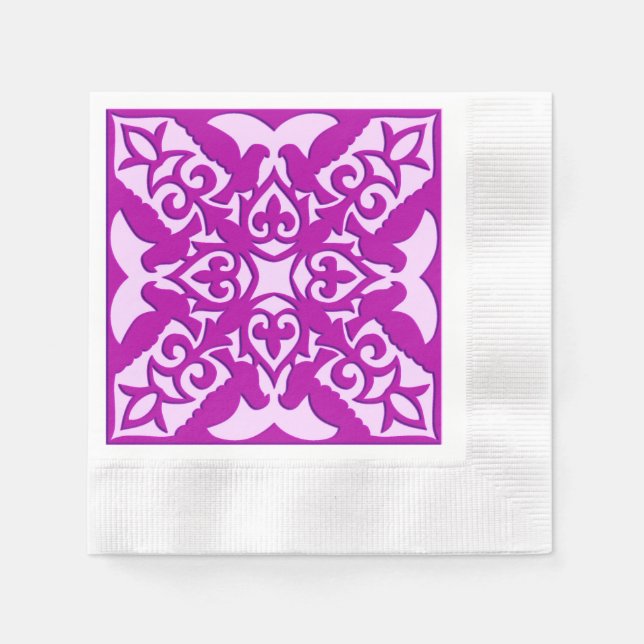 Serviette En Papier Carreau marocain - orchidée foncée et rose (Devant)