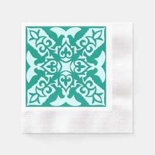 Serviette En Papier Carreau marocain - turquoise et aqua