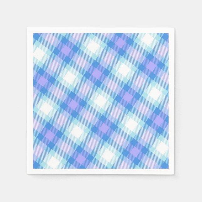 Serviette En Papier Carreaux bleu clair  (Devant)