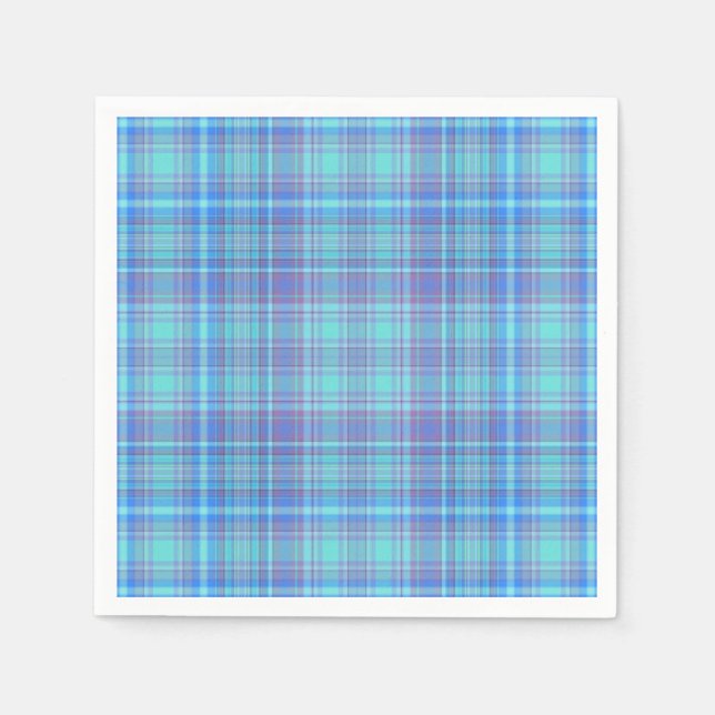 Serviette En Papier Carreaux Bleu Pastel (Devant)
