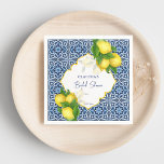 Serviette En Papier Carreaux bleus citron Amalfi douche de mariée pers<br><div class="desc">Carreaux bleus citron Amalfi Positano serviettes personnalisées de douche de mariée méditerranéenne.</div>
