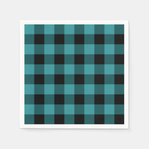 Serviette En Papier Carreaux bleus et noirs