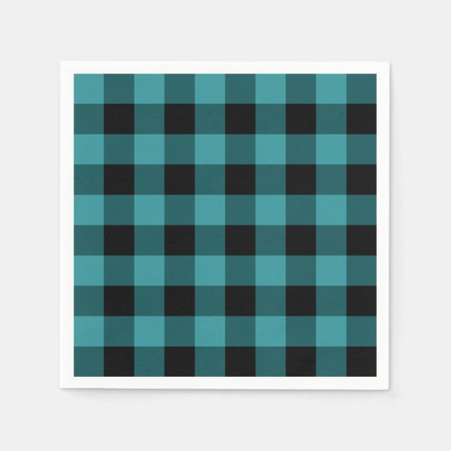 Serviette En Papier Carreaux bleus et noirs (Devant)
