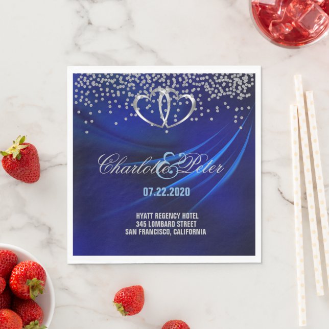 Serviette En Papier Carreaux Bleus Royaux/Carreaux Papier Mariage Napl (En situation)