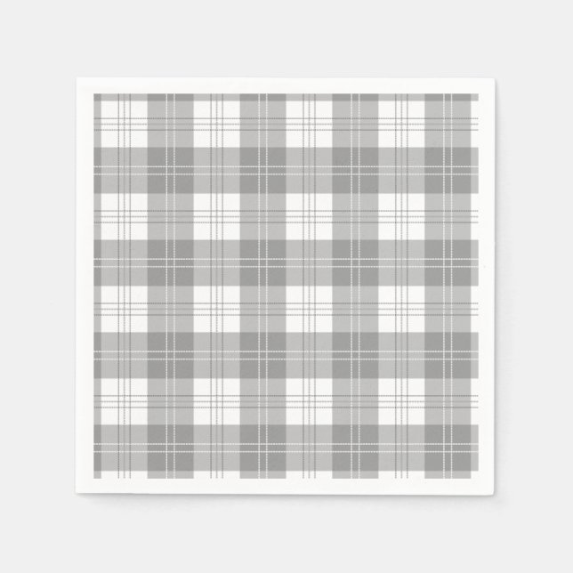 Serviette En Papier Carreaux de buffle noir et blanc (Devant)