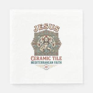 Serviette En Papier Carreaux de céramique Jésus Méditerranéen Foi Jésu