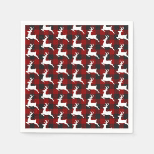 Serviette En Papier Carreaux et cerf 