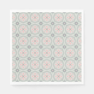 Serviette En Papier Carreaux Floraux Pastel Vert