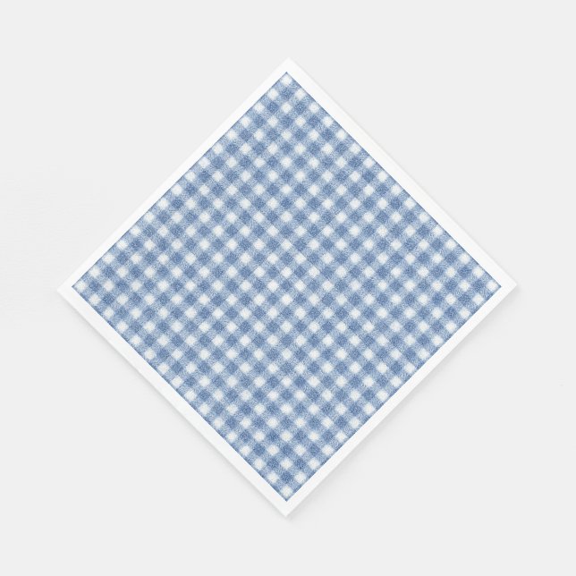 Serviette En Papier Carreaux Gingham Bleu et Blanc Classiques  (Coin)
