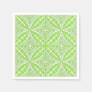 Serviette En Papier Carreaux marocains - vert citron et blanc