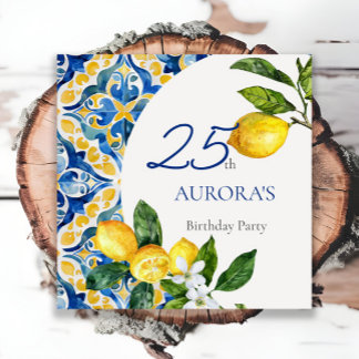 Serviette En Papier Carreaux méditerranéens Citron 25e anniversaire