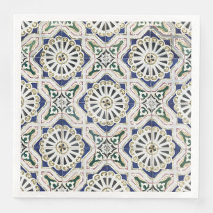Serviette En Papier Carreaux portugais - Azulejo coloré géométrique