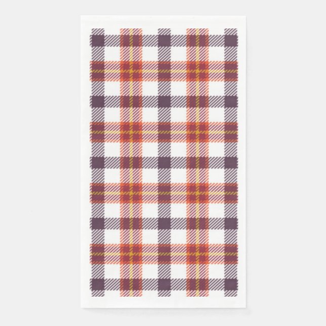 Serviette En Papier Carreaux prune  (Devant)