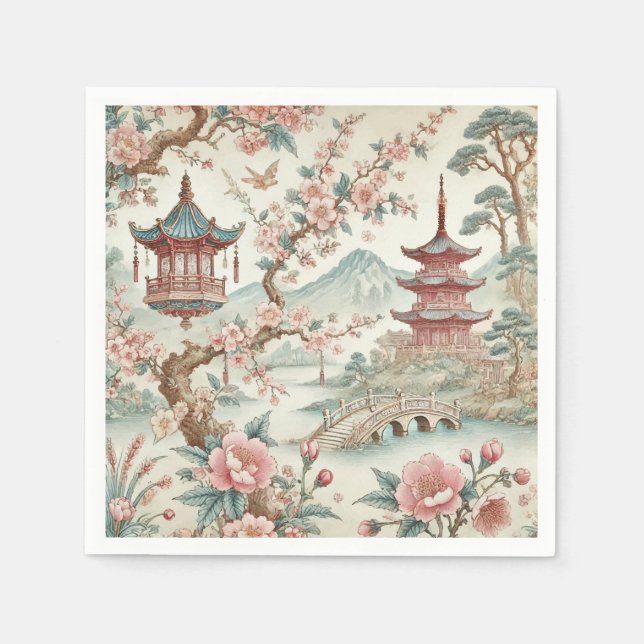 Serviette En Papier Carreaux rose chinois (Devant)
