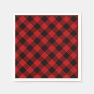 Serviette En Papier Carreaux rouges rustiques classiques de bison