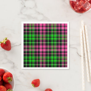 Serviette En Papier Carreaux Tartan Rose Et Vert Noir
