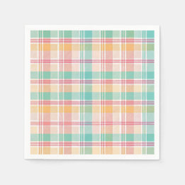 Serviette En Papier Carreaux Vichy Multicolores