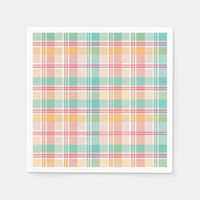 Serviette En Papier Carreaux Vichy Multicolores (Devant)
