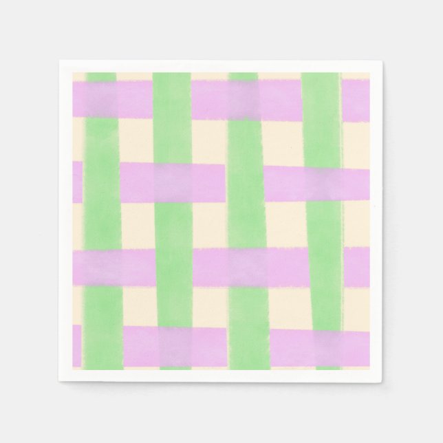 Serviette En Papier Carreaux violet et vert (Devant)