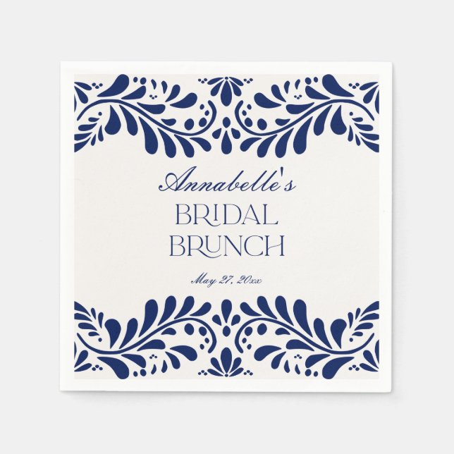 Serviette En Papier Carrelage bleu de Talavera Déjeuner de mariage esp (Devant)