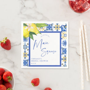 Serviette En Papier Carrelage bleu méditerranéen Fête des mariées citr