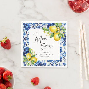 Serviette En Papier Carrelage bleu méditerranéen Fête des mariées citr