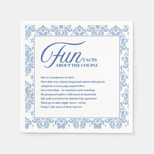 Serviette En Papier Carrelage Bleu Méditerranéen Fun Mariage (Devant)