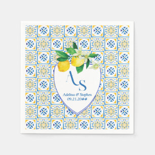 Serviette En Papier Carrelage bleu méditerranéen Italie Crest Citron M