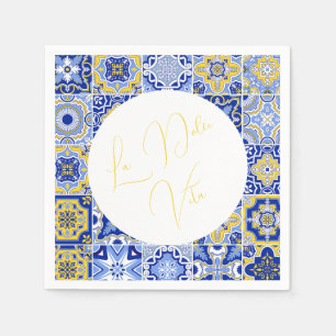 Serviette En Papier Carrelage bleu méditerranéen & serviettes Mariages