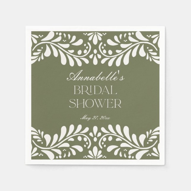 Serviette En Papier Carrelage de Talavera vert Fête espagnole Enterrem (Devant)