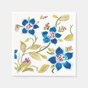 Serviette En Papier Carrelage floral de l'abbaye - Blooms bleus