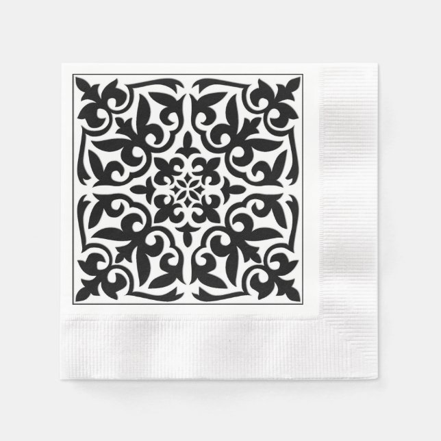 Serviette En Papier Carrelage marocain - blanc avec arrière - plan noi (Devant)