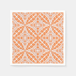 Serviette En Papier Carrelage marocain - corail orange et blanc