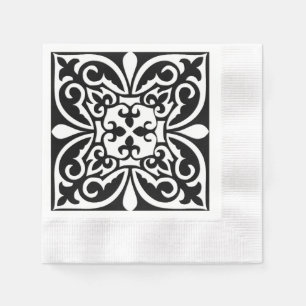 Serviette En Papier Carrelage marocain - noir avec arrière - plan blan